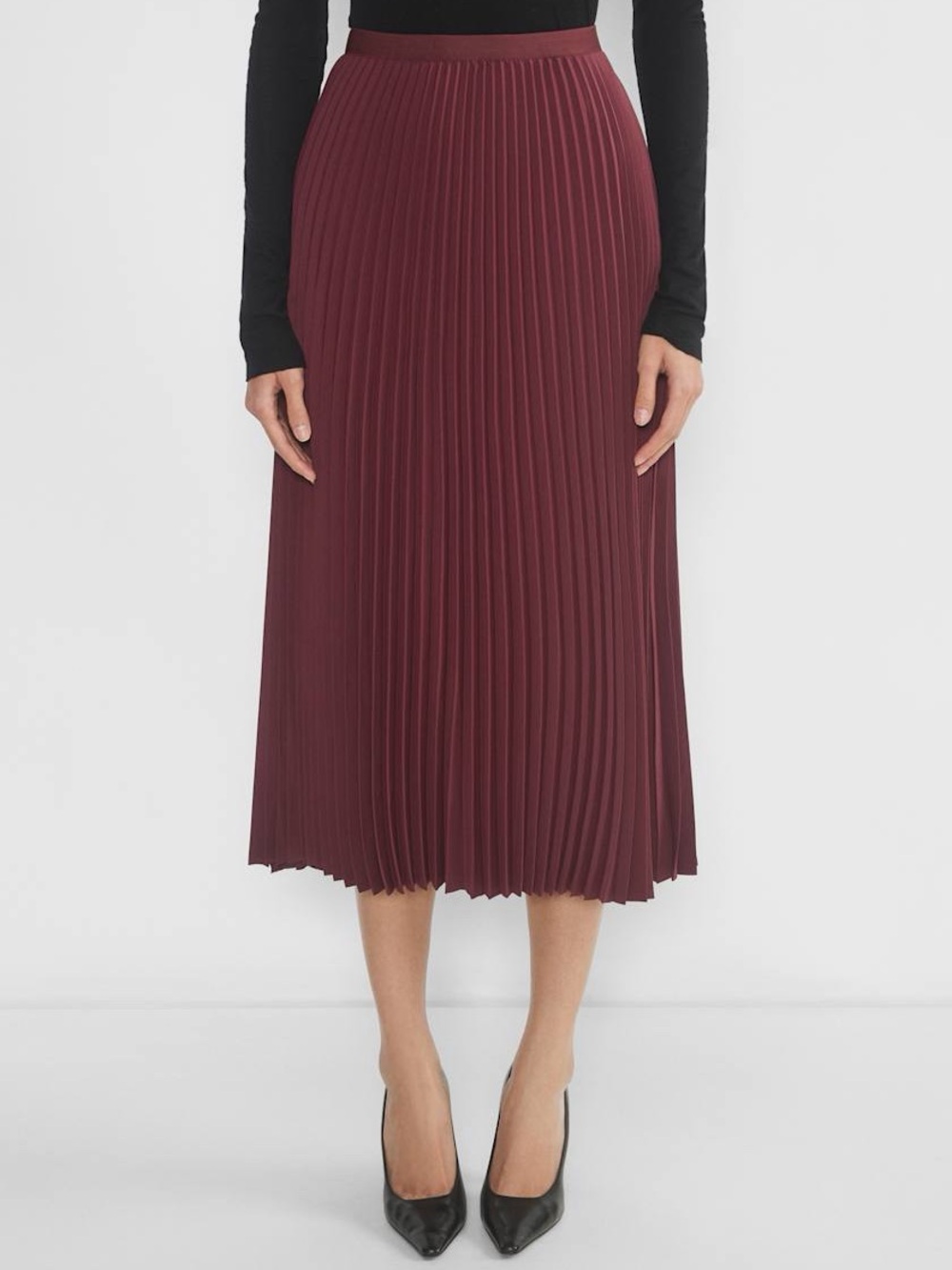 Aritzia Babaton High-rise Maxi Skirt with Pleats in Burgundy